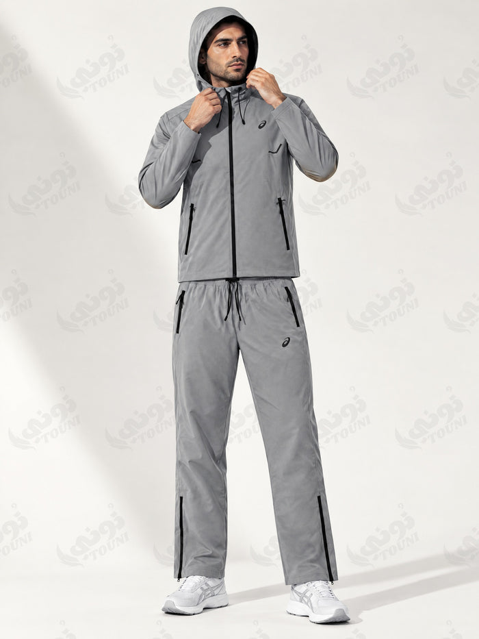 ASICS - Survêtement à Capuche Softshell (3 coloris) - Gris Clair vue portée