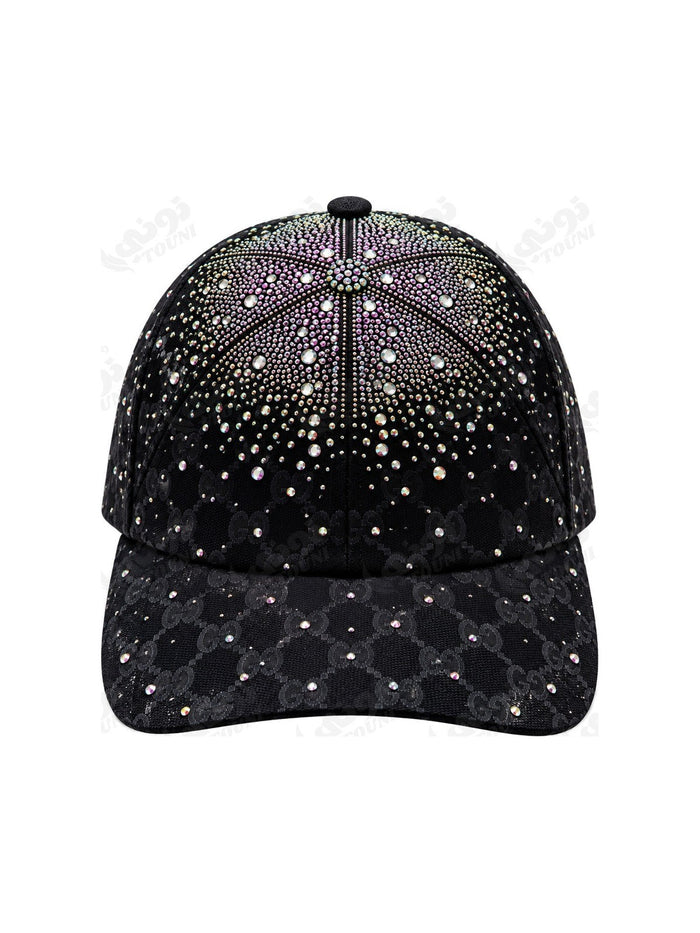 Casquette Strass Monogramme – Noir – sur fond blanc