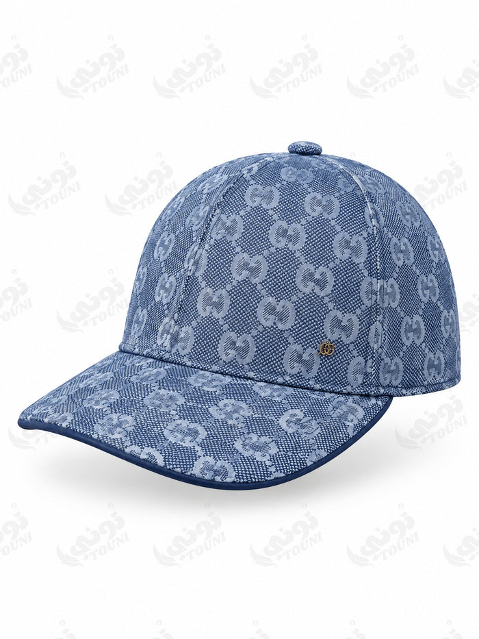 Casquette Gucci – Bleu Jean Monogramme - vue de face