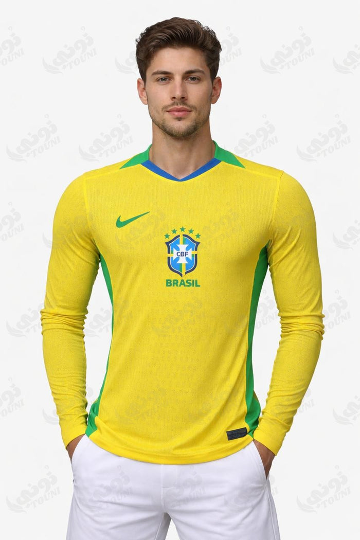 Brésil - Maillot Domicile Manches Longues 2025/26 – vue de face