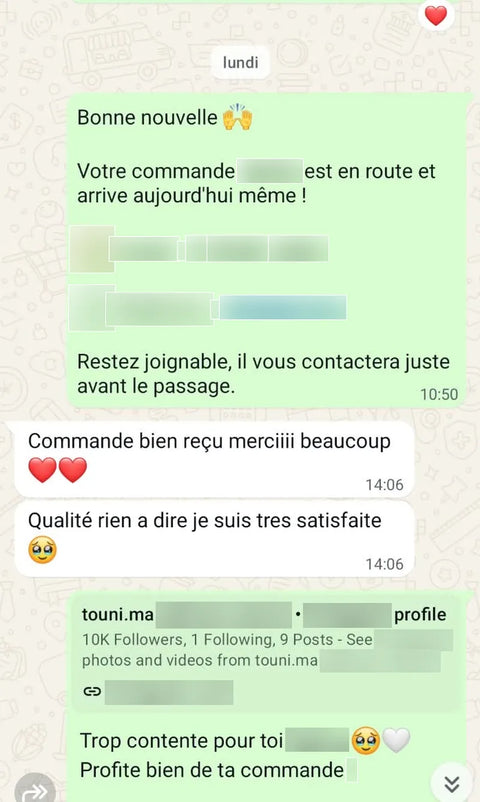 Avis client WhatsApp