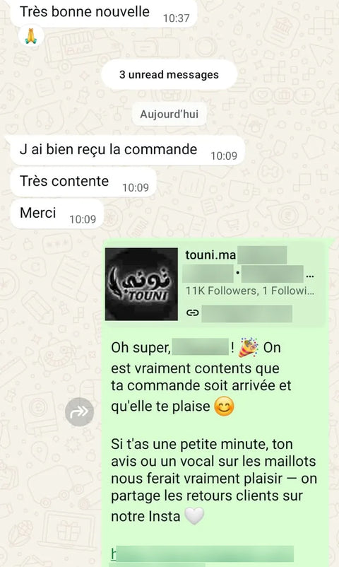 Avis client WhatsApp