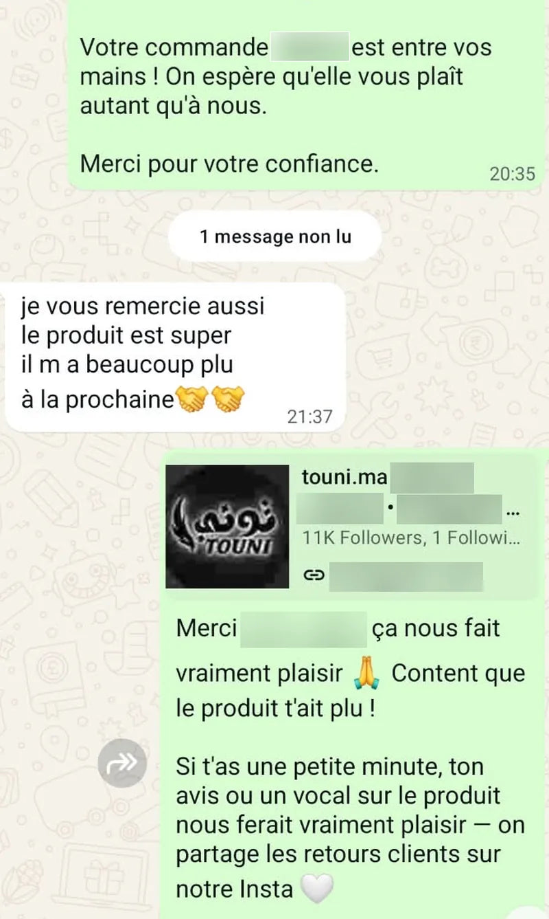 Avis client WhatsApp