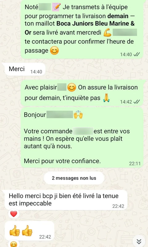 Avis client WhatsApp