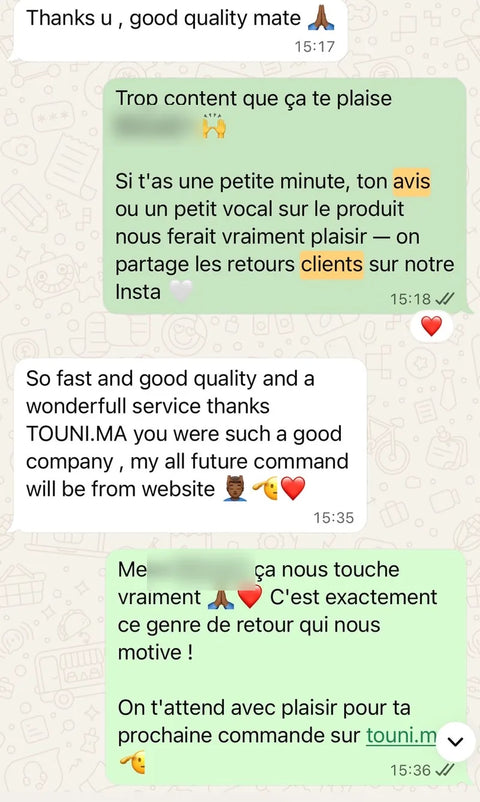 Avis client WhatsApp