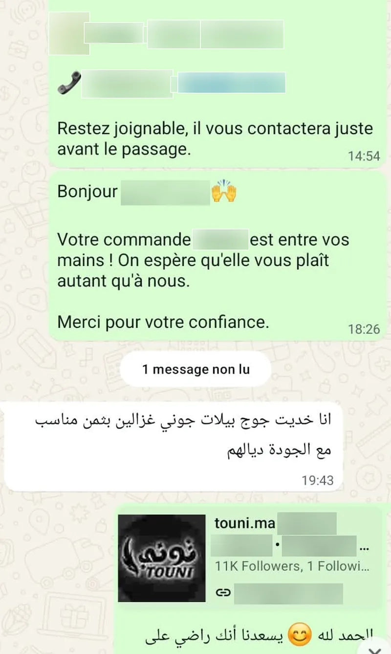 Avis client WhatsApp