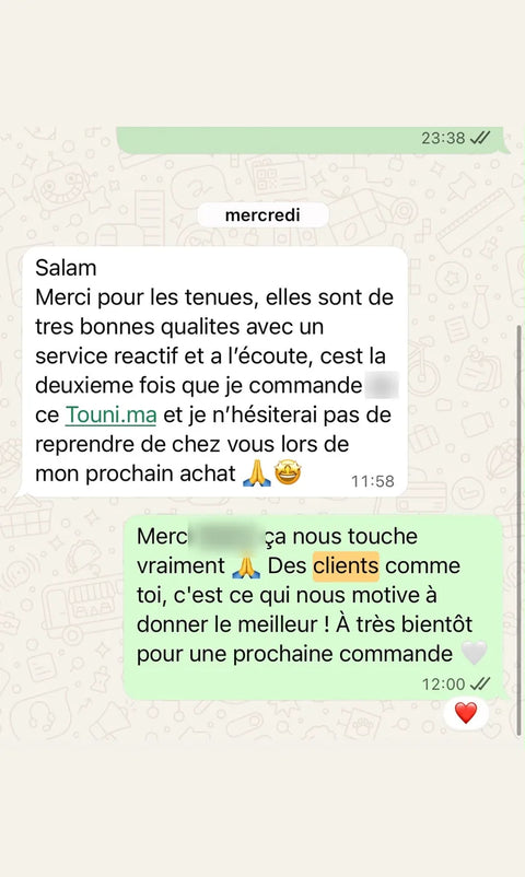 Avis client WhatsApp