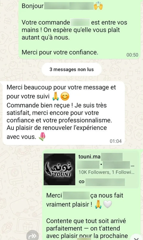 Avis client WhatsApp