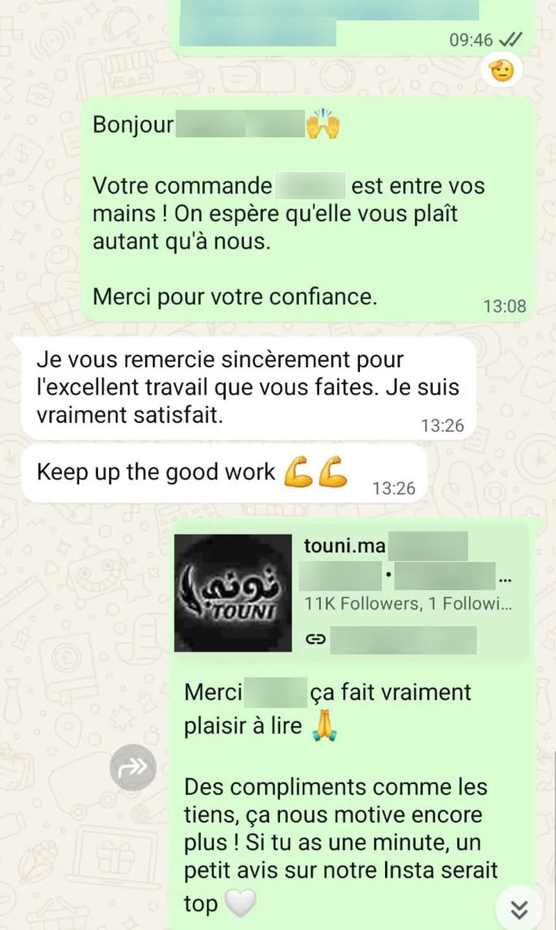 Avis client WhatsApp