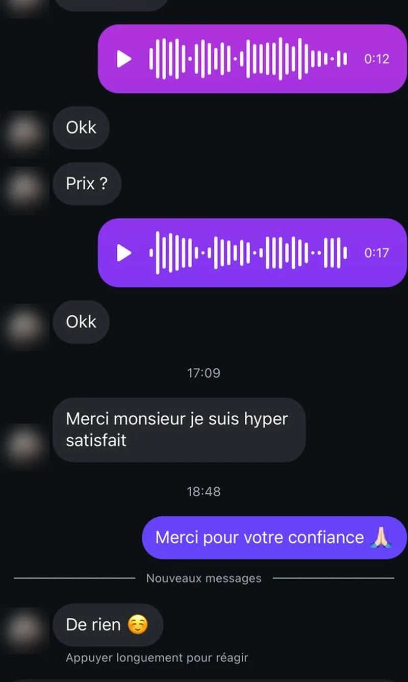 Avis client WhatsApp