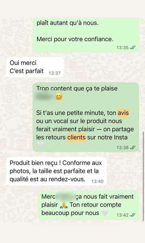 Avis client WhatsApp