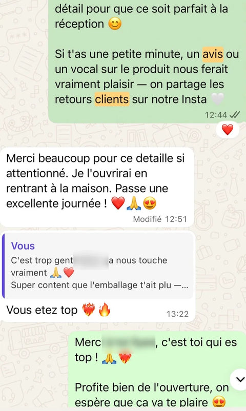 Avis client WhatsApp