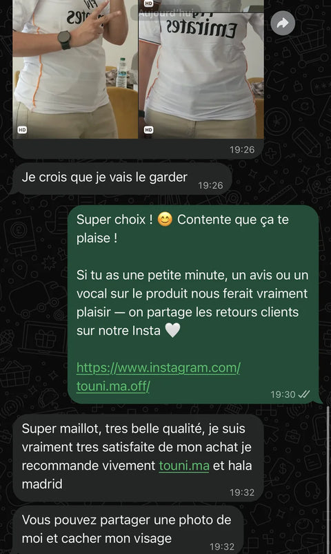 Avis client WhatsApp