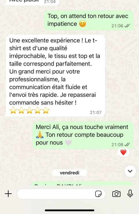 Avis client WhatsApp