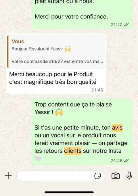 Avis client WhatsApp