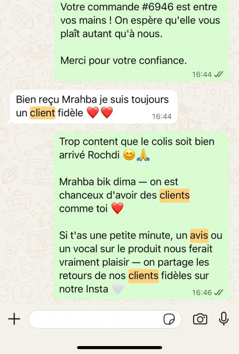 Avis client WhatsApp
