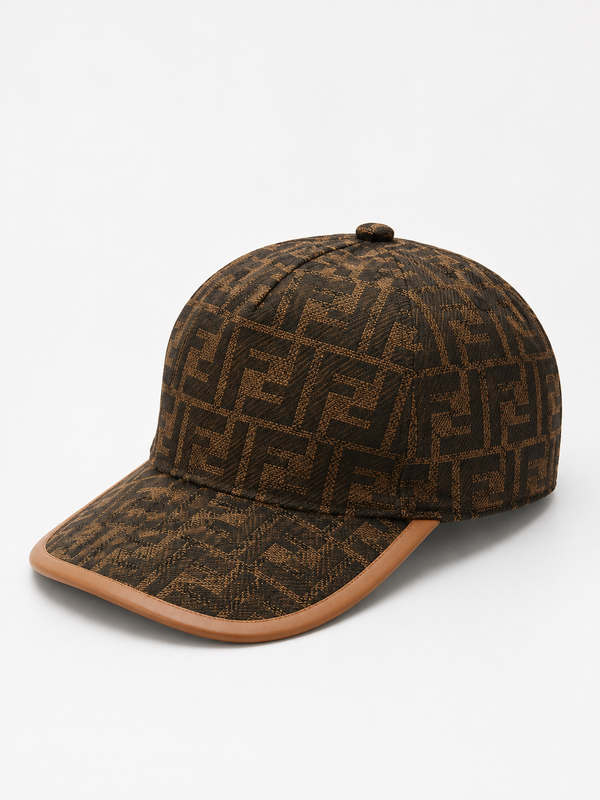 Casquette Monogramme Bord Cuir - Marron
