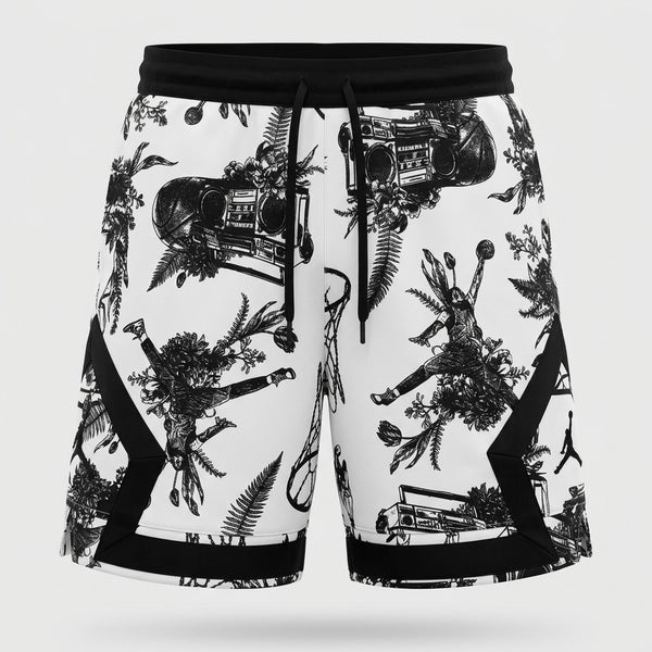 Short Jordan Diamond Toile Tropicale Blanche