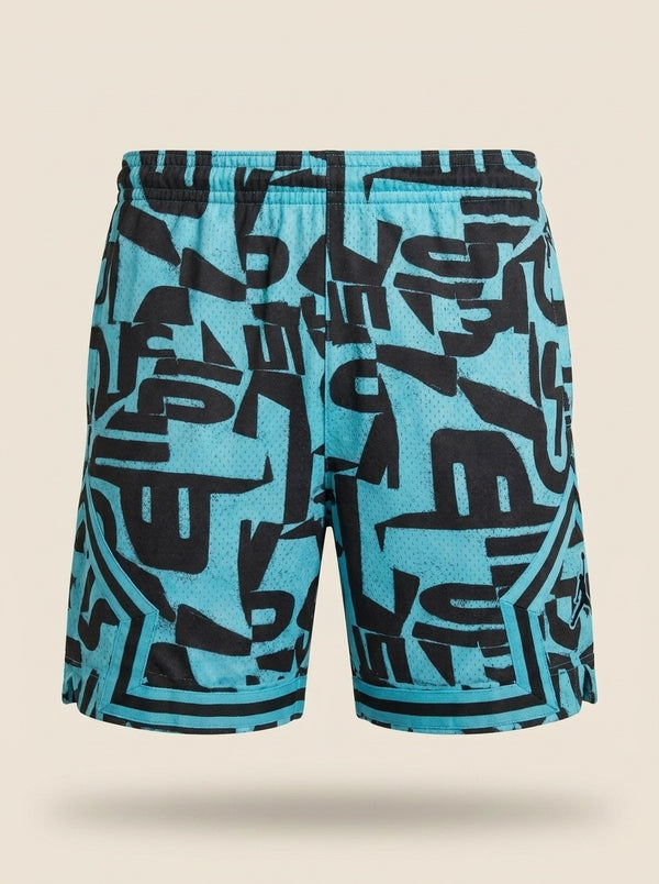 Short Jordan Diamond Graffiti Cyan