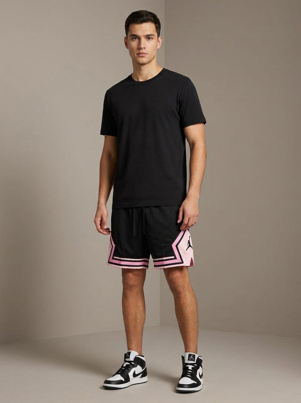 Short Jordan Diamond Noir Losange Rose Poudré