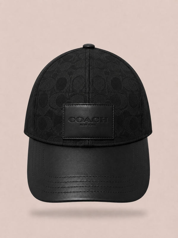 Casquette Coach Signature – Tout Noir Visière Cuir