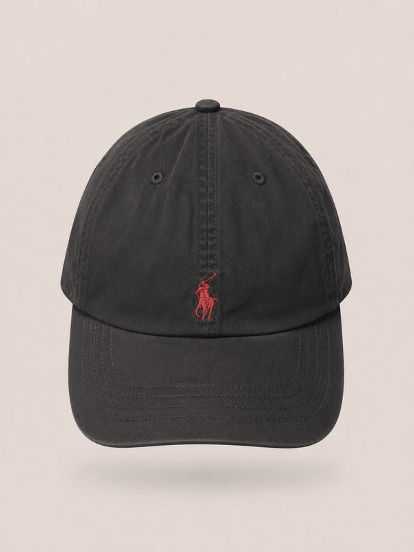 Casquette Polo Ralph Lauren – Charcoal & Rouge | Poney Brodé