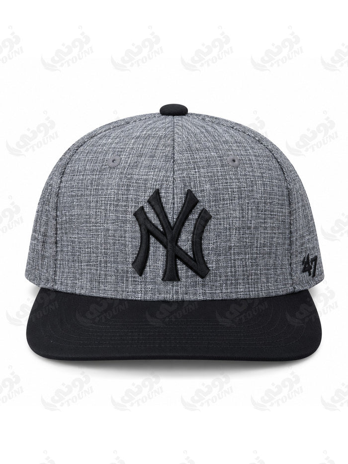 Casquette NY Yankees – Gris Chiné & Noir – sur fond blanc