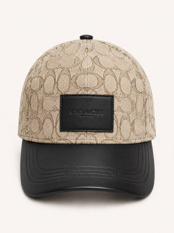 Casquette Coach – Beige Monogramme & Cuir