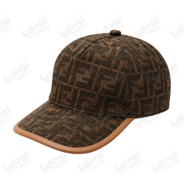 Casquette Monogramme Bord Cuir - Marron