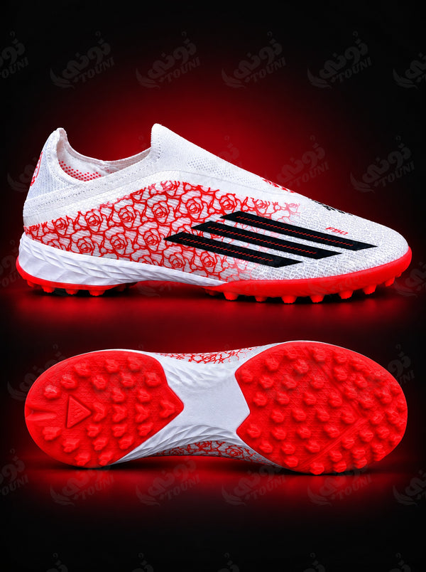 adidas F50 – Mini Crampons Sans Lacets Blanc & Rouge (Qualité Professionnelle)