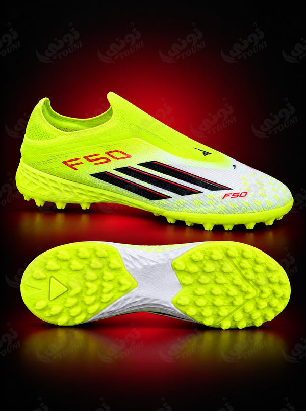 adidas F50 – Mini Crampons Sans Lacets Jaune Fluo (Qualité Professionnelle)