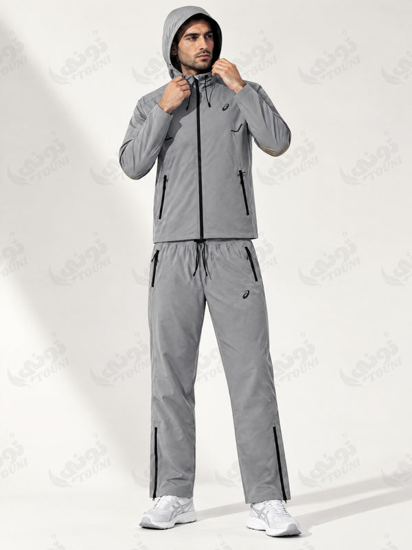 ASICS - Survêtement à Capuche Softshell (3 coloris) - Gris Clair vue portée