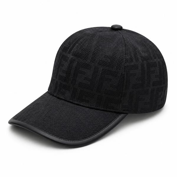Casquette Monogramme Bord Cuir - Noir