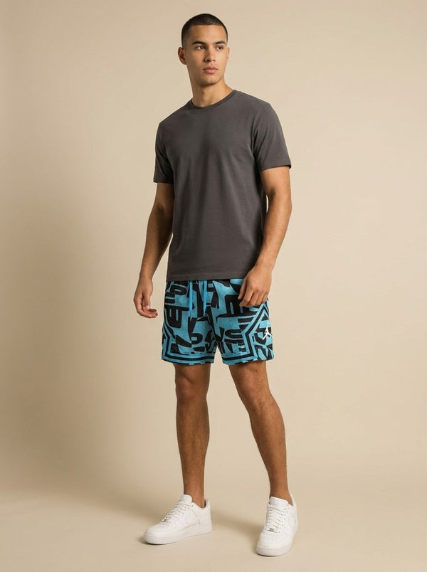 Short Jordan Diamond Graffiti Cyan