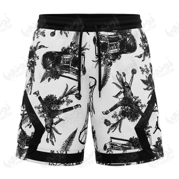 Short Jordan Diamond Toile Tropicale Blanche