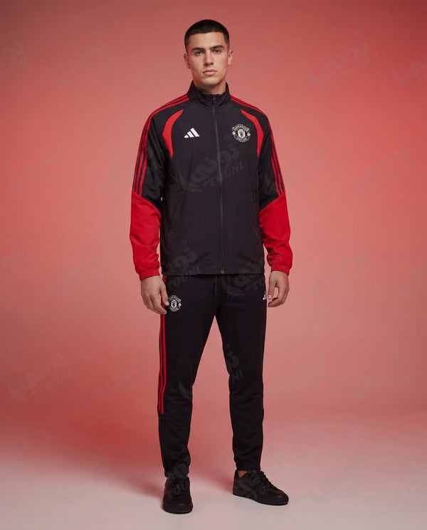 Ensemble d'entraînement Manchester United veste et pantalon noir et rouge