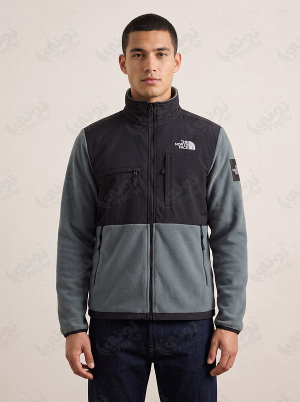 Veste Polaire Zippée Gris Ardoise, Noir ou Vert Olive - Gris Ardoise & Noir, vue portée