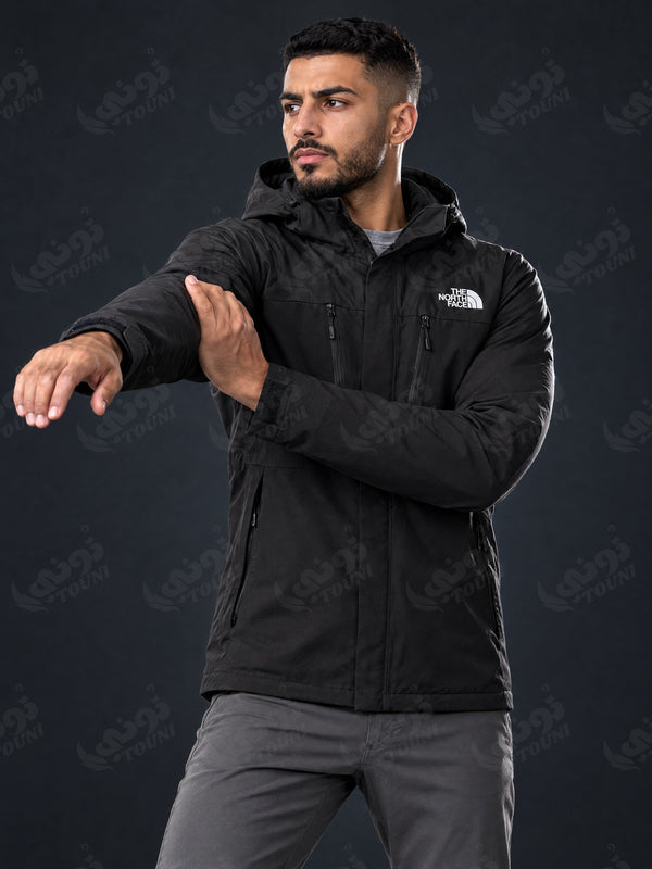Veste Coupe-Vent à Capuche Noire - vue portée