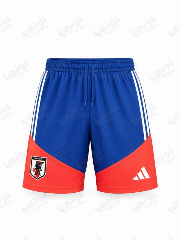 Japon - Short d'Entraînement Bleu Roi et Rouge Corail - vue de face