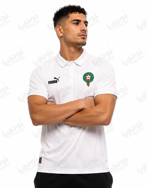 Maroc - Polo Blanc Uni Écusson
