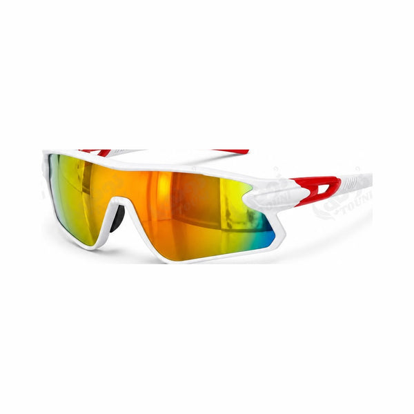 Lunettes de Soleil Sport Cyclisme Blanc & Rouge – Verres Miroir Anti-UV