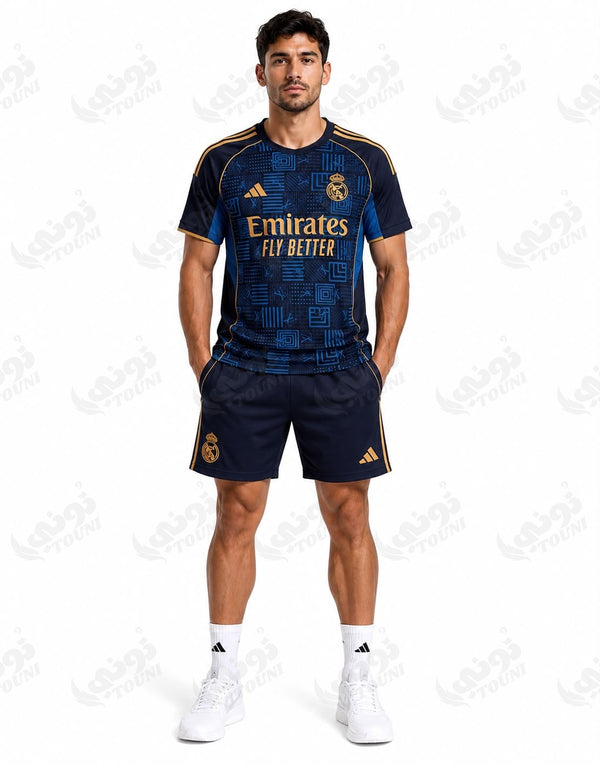 Real Madrid - Ensemble Édition Monogramme Bleu & Or 2025/26 (Maillot + Short)