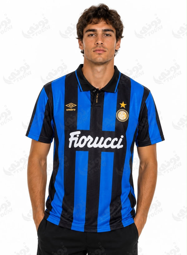 Inter Milan - Maillot Rétro « Fiorucci » Rayé Bleu & Noir