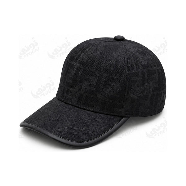 Casquette Monogramme Bord Cuir - Noir