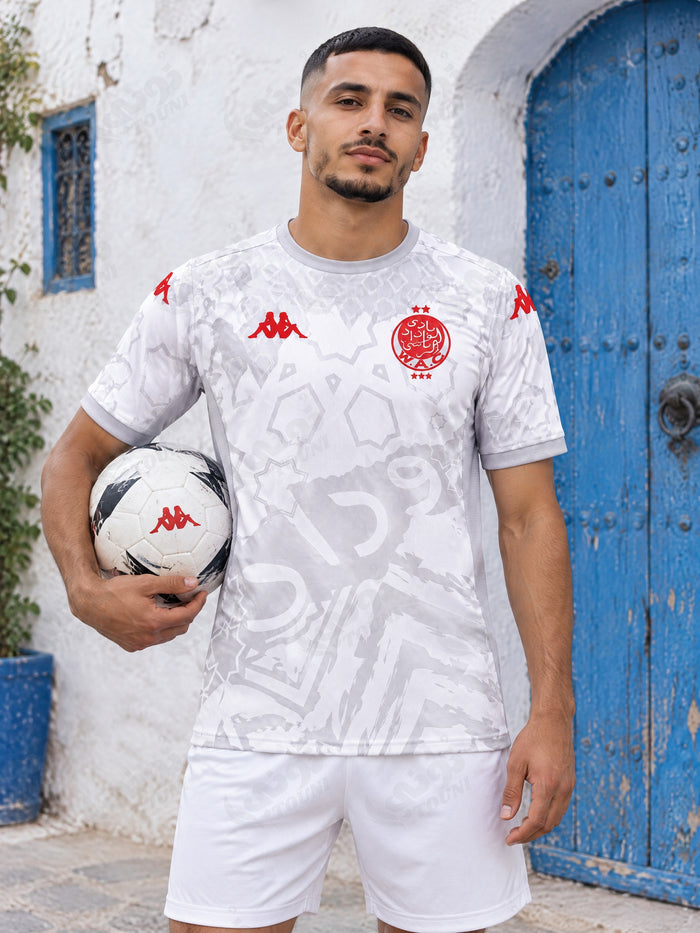 Wydad AC - Maillot Blanc & Gris Motif Calligraphie 2026/27 - vue portée