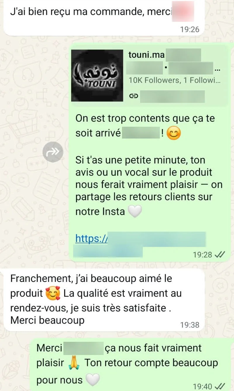 Avis client WhatsApp