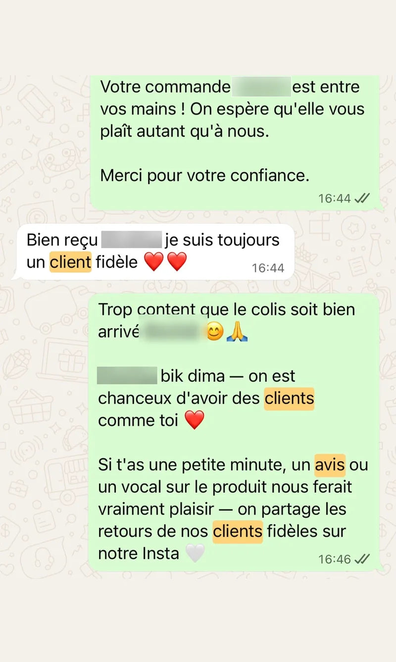 Avis client WhatsApp