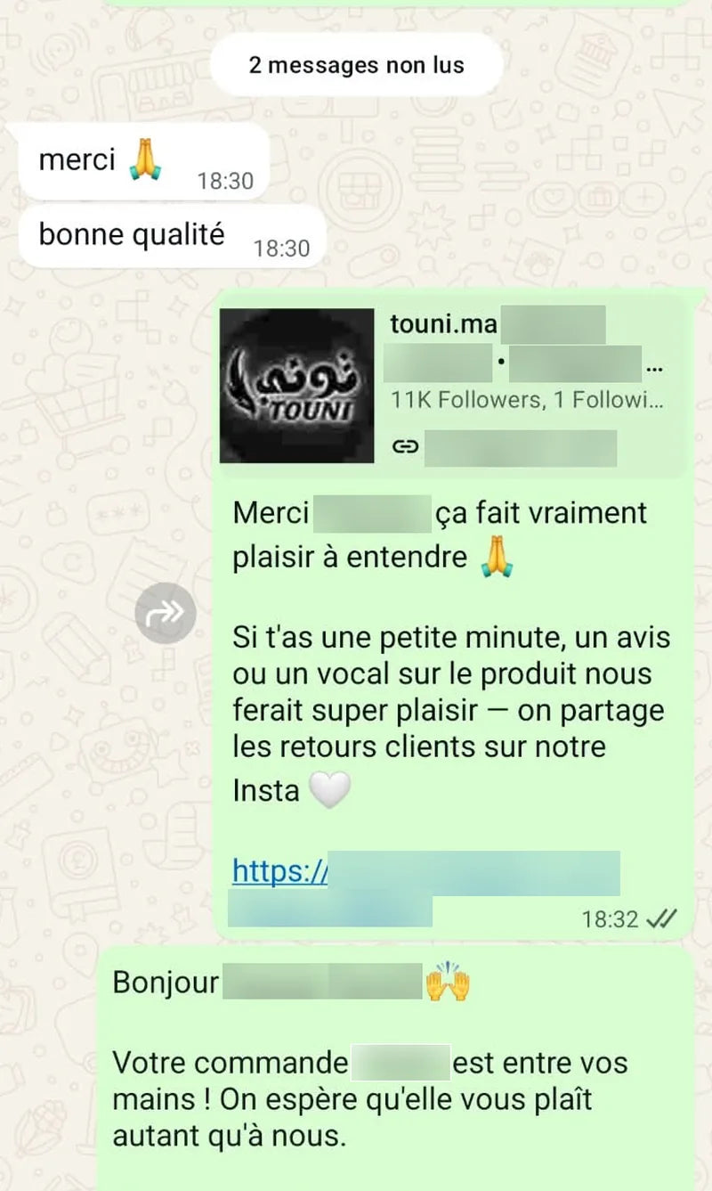 Avis client WhatsApp