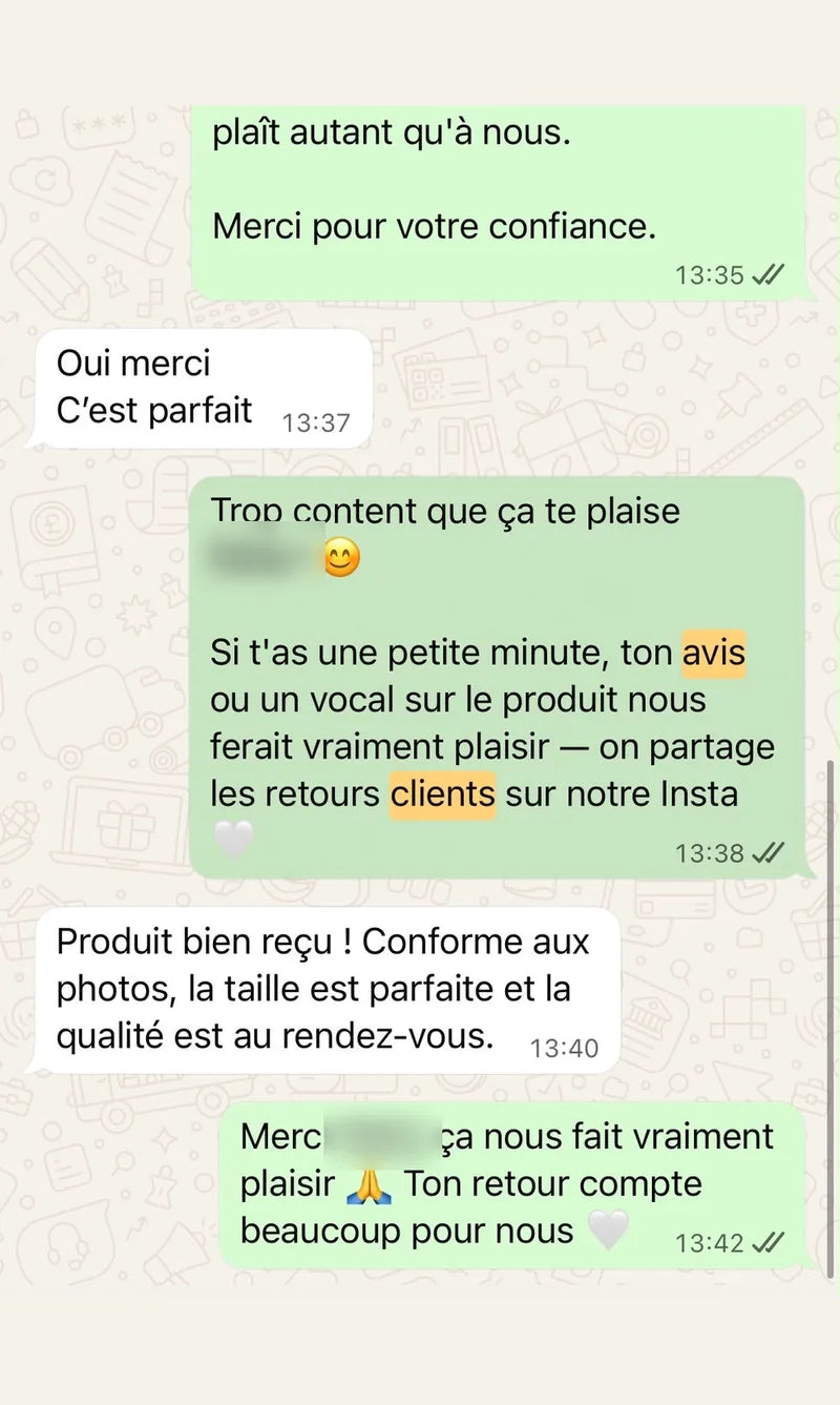 Avis client WhatsApp