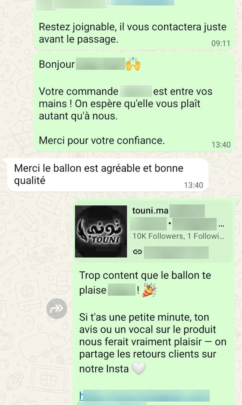 Avis client WhatsApp
